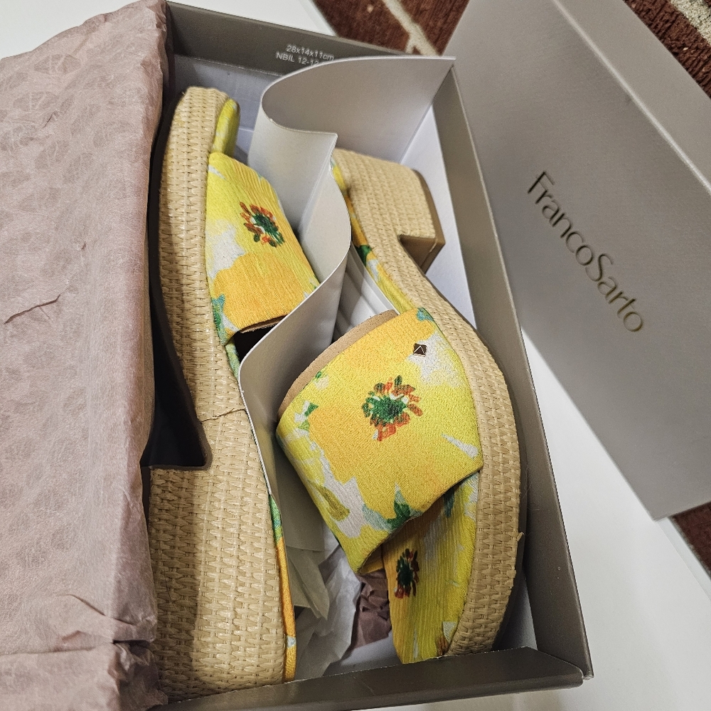 Franco Sarto Women's Pony3 Slide Sandal yellow platform size 8.5